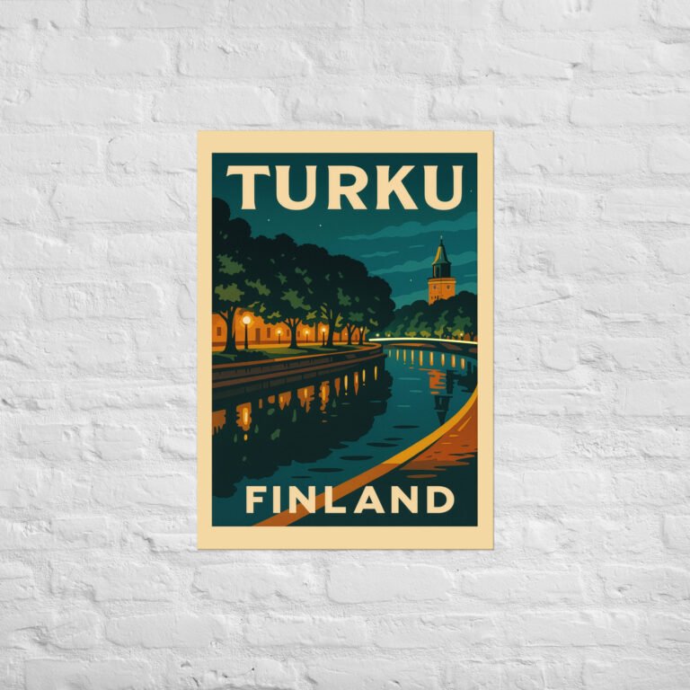 Juliste – Retro Turku matkailujuliste – Aurajoki
